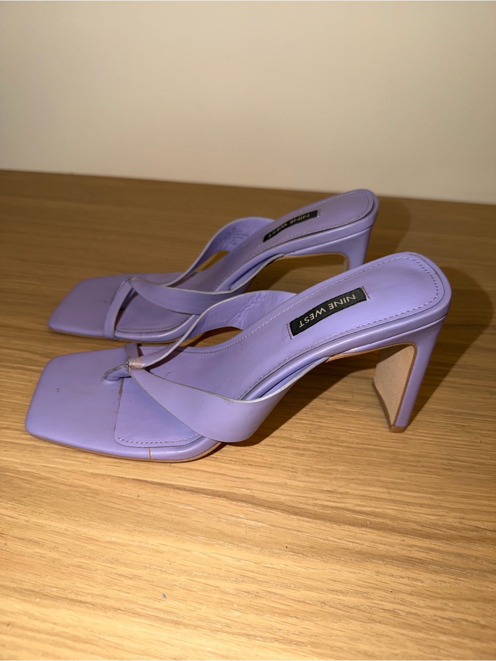 Nine West Lilac Square-Toe Thong Heels - Picture 3 of 5